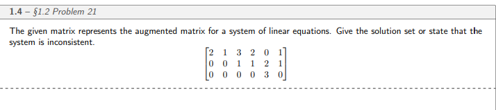 Solved The given matrix represents the augmented matrix for | Chegg.com