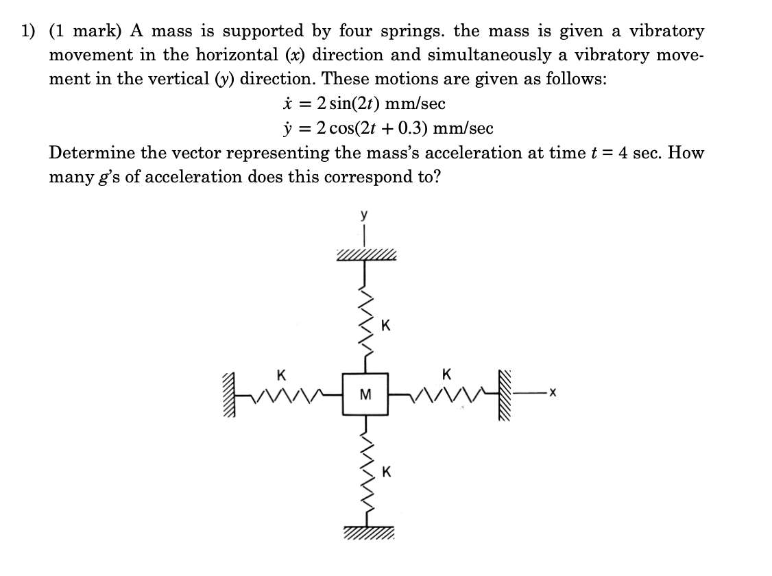 solved-1-mark-a-mass-is-supported-by-four-springs-the-chegg