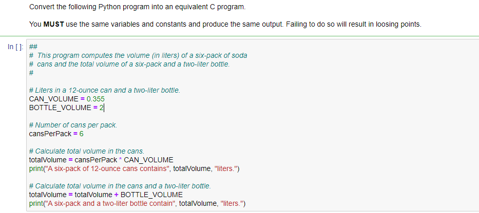 Solved Convert the following Python program into an | Chegg.com