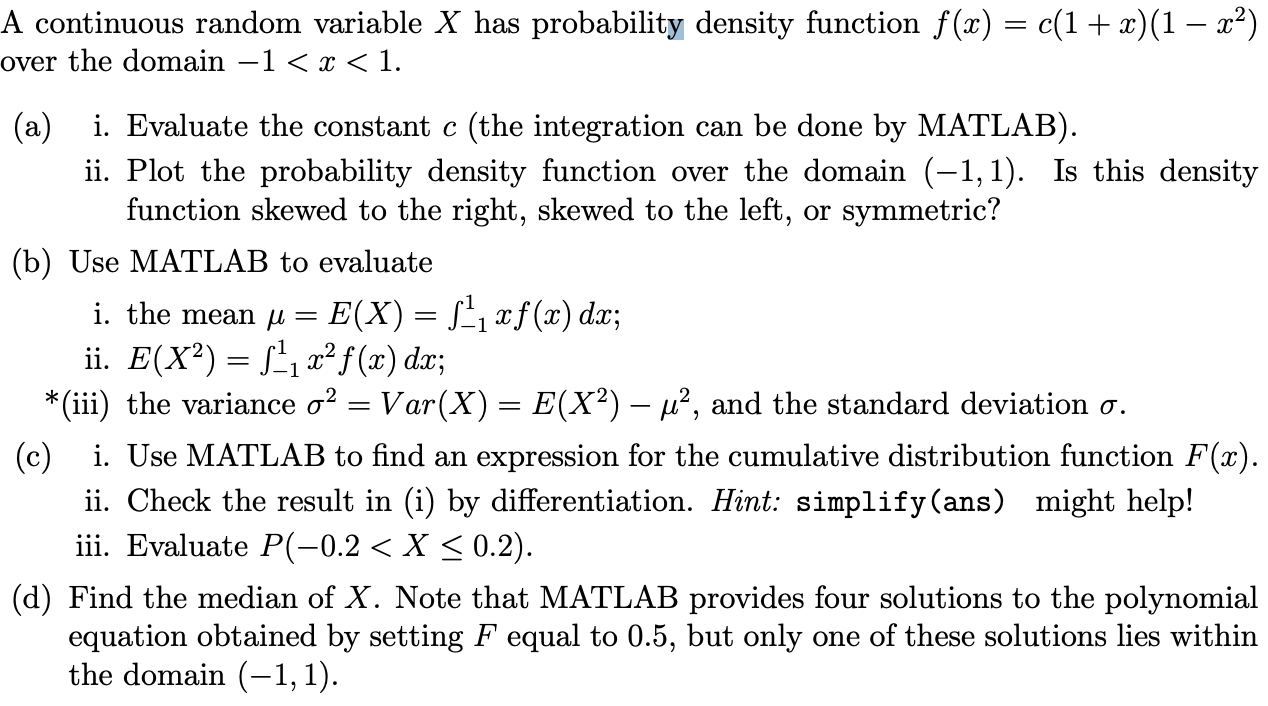 A continuous random variable X has probability | Chegg.com