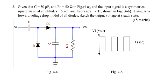 Solved 2. Given that C = 50 MF, and Ru -50 2 in Fig.(4-a), | Chegg.com