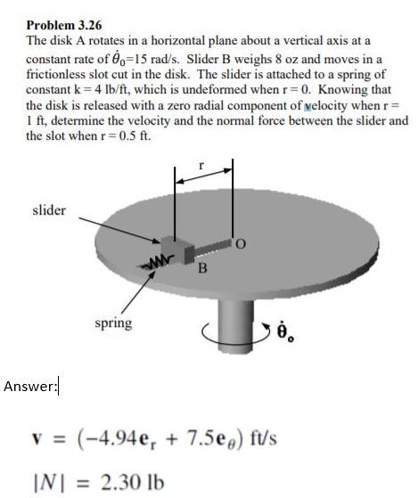 Solved Problem 3.26 The disk A rotates in a horizontal plane | Chegg.com
