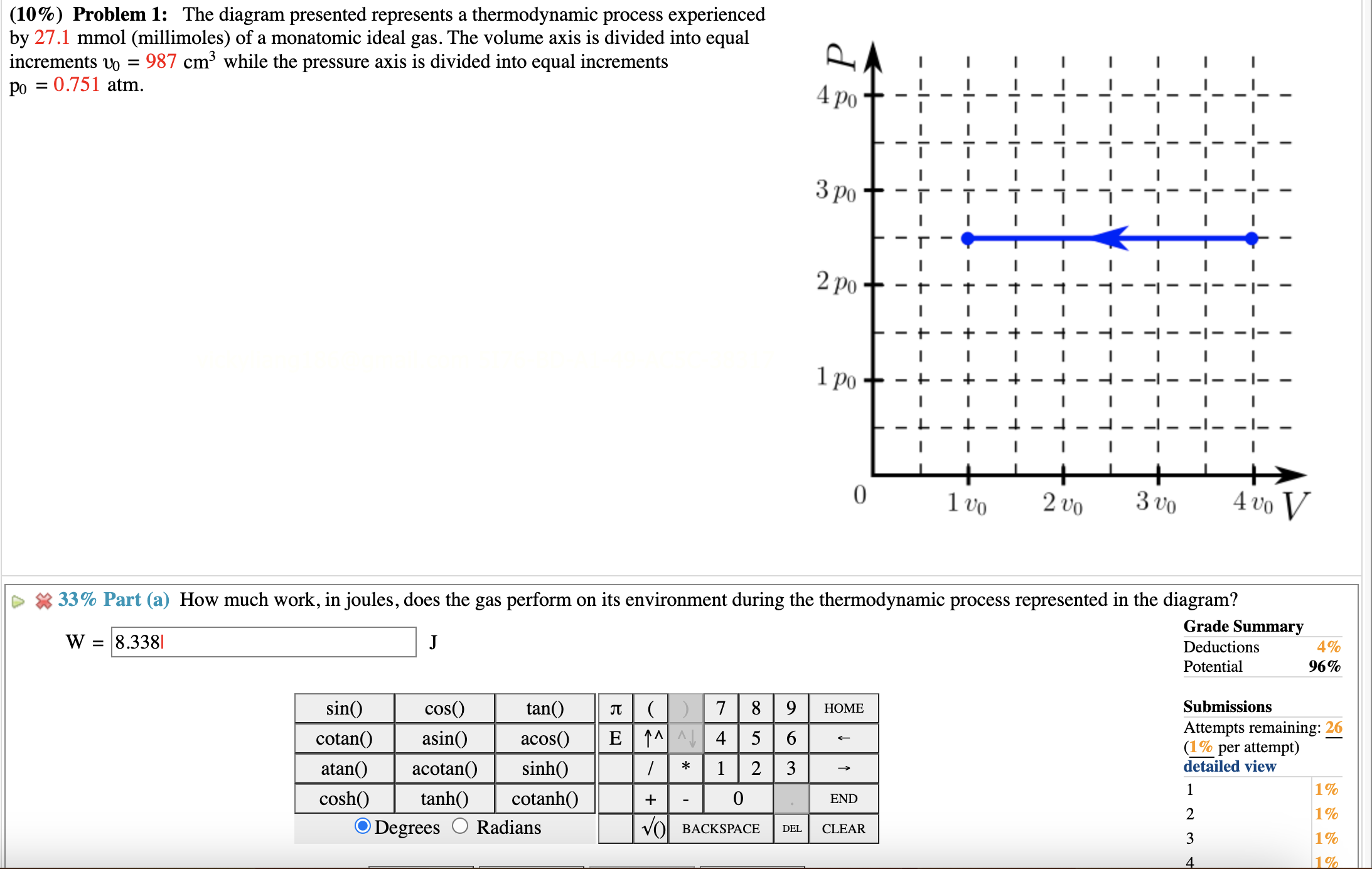 Solved Part (a) ﻿How much work, in joules, does the gas | Chegg.com