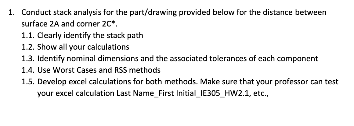 1. Conduct stack analysis for the part/drawing | Chegg.com