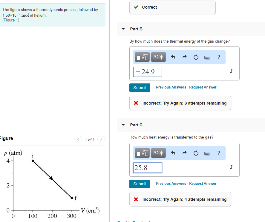 Solved Correct The figure shows a thermodynamic process | Chegg.com