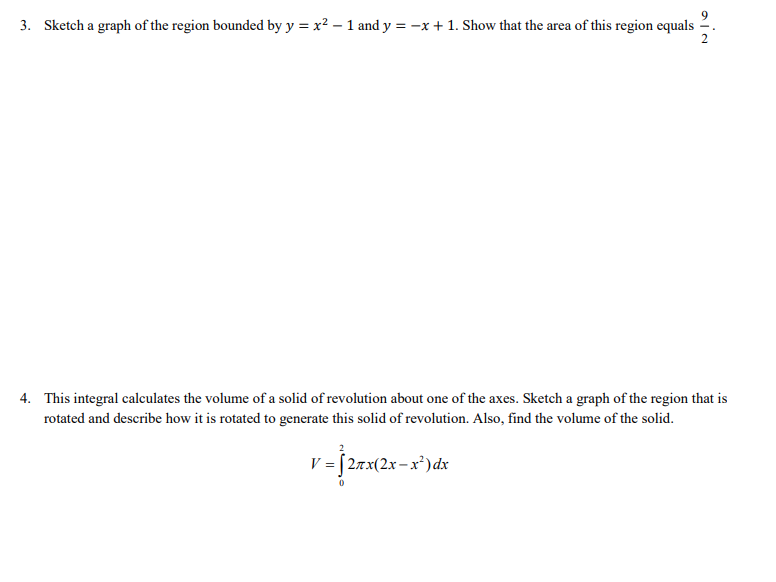 Solved 3. Sketch a graph of the region bounded by y = x2 - 1 | Chegg.com