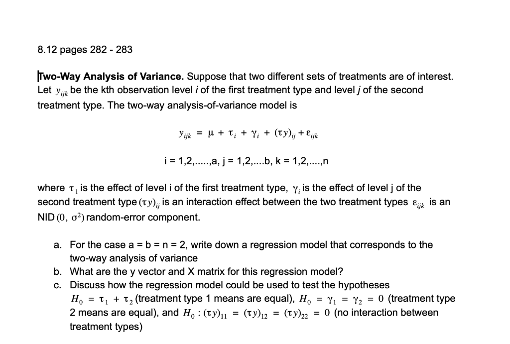 8.12 Pages 282 - 283 Two-Way Analysis Of Variance. | Chegg.com