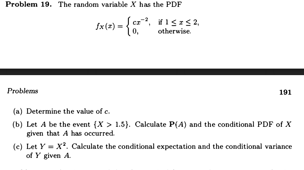 Solved Problem 19. The random variable X has the PDF 0 | Chegg.com