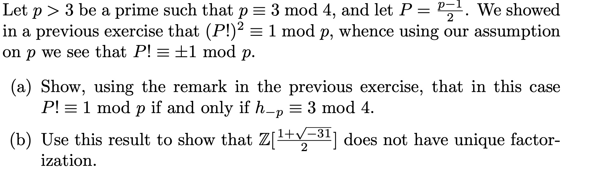 Solved Let P 3 Be A Prime Such That P≡3mod4 And Let P 2p−1