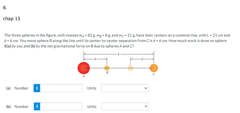 Solved 8. chap 13 The three spheres in the figure, with | Chegg.com