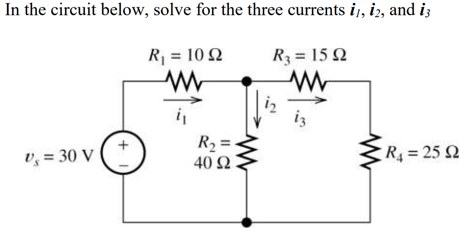 Solved In the circuit below, solve for the three currents | Chegg.com