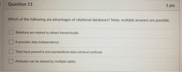 Solved Question 11 1 pts Which of the following are | Chegg.com