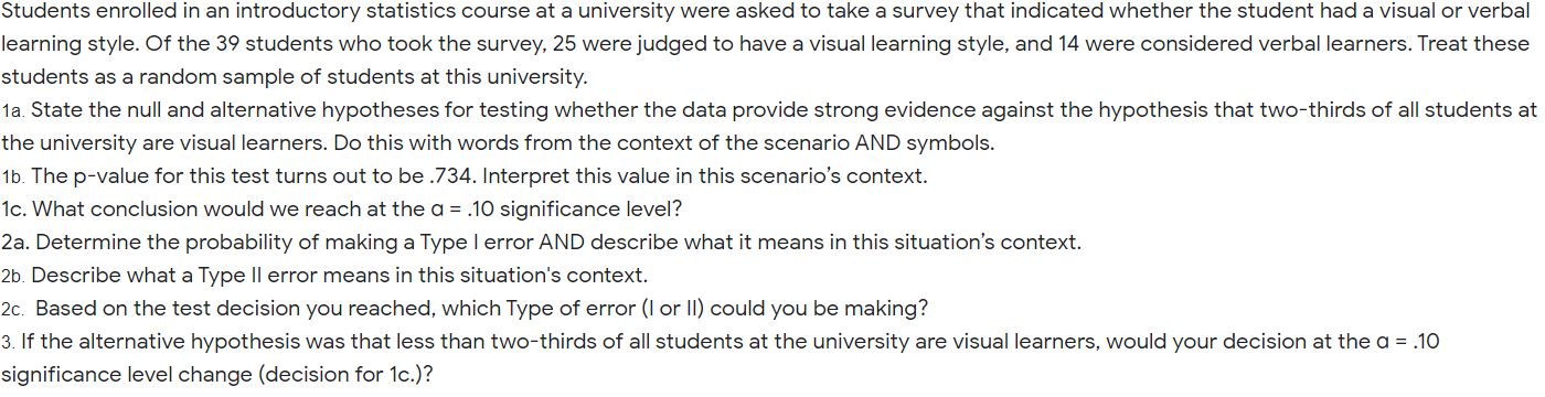 Solved Students enrolled in an introductory statistics | Chegg.com