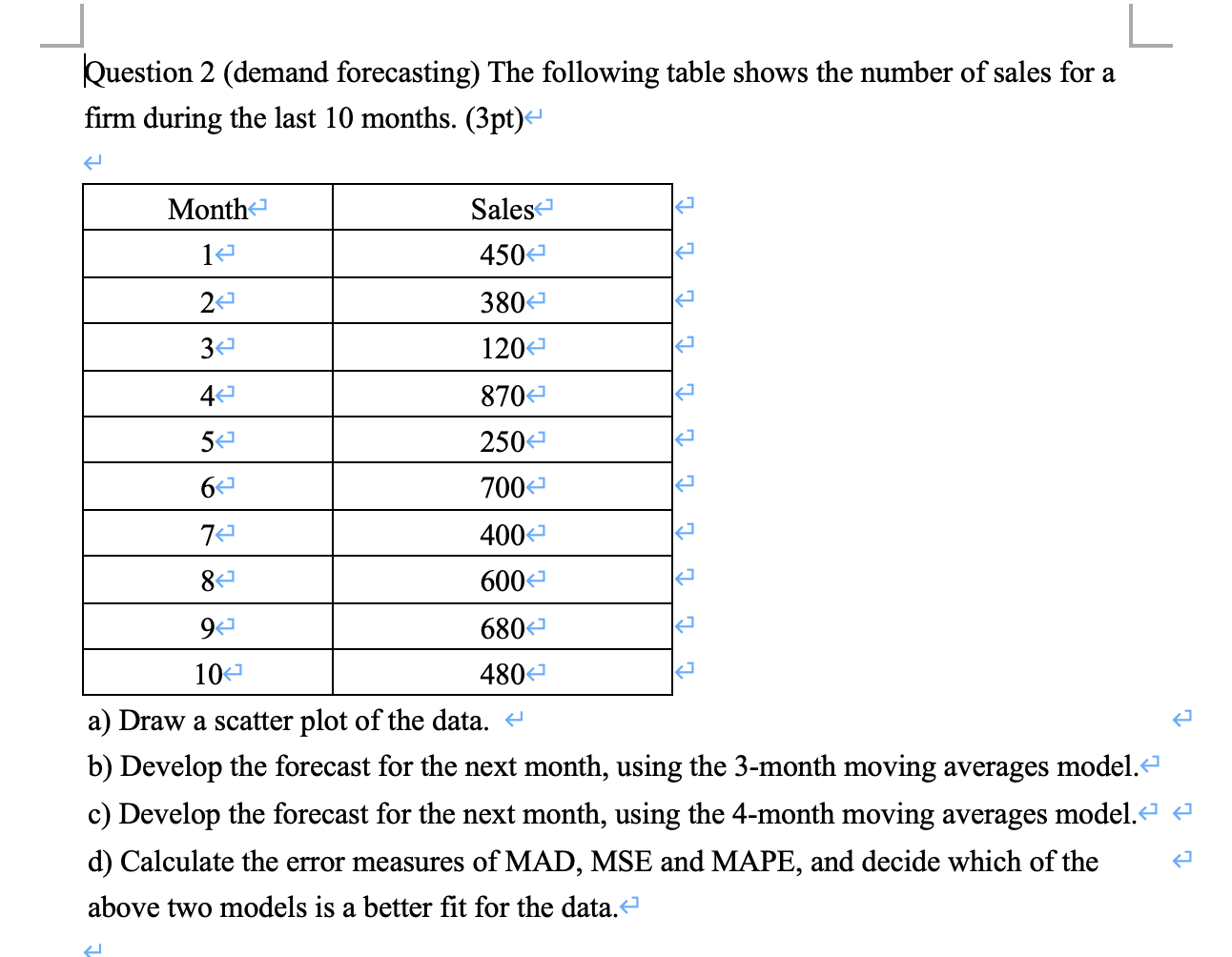 solved-question-2-demand-forecasting-the-following-table-chegg