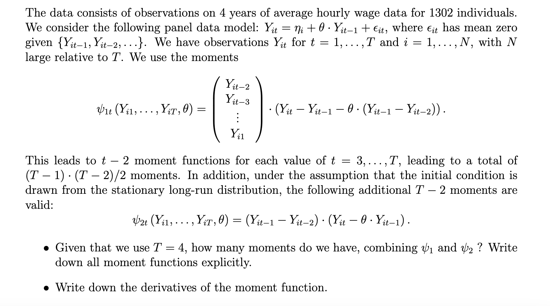 Solved The data consists of observations on 4 years of | Chegg.com