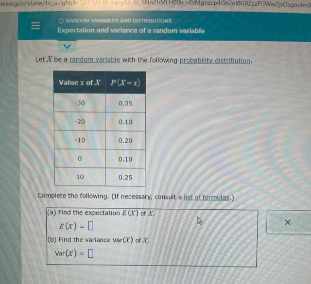 Solved Let X be a random variable with the following | Chegg.com
