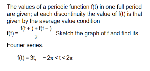 Solved The values of a periodic function f(t) in one full | Chegg.com