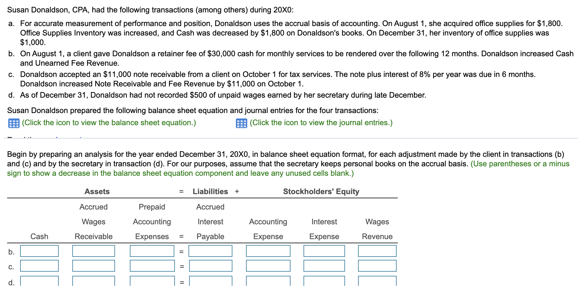 Solved Susan Donaldson, CPA, had the following transactions