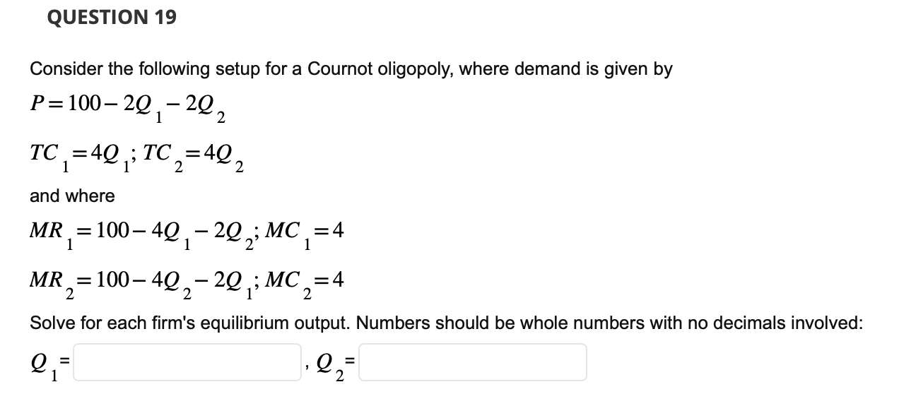 Solved Consider the following setup for a Cournot oligopoly, | Chegg.com