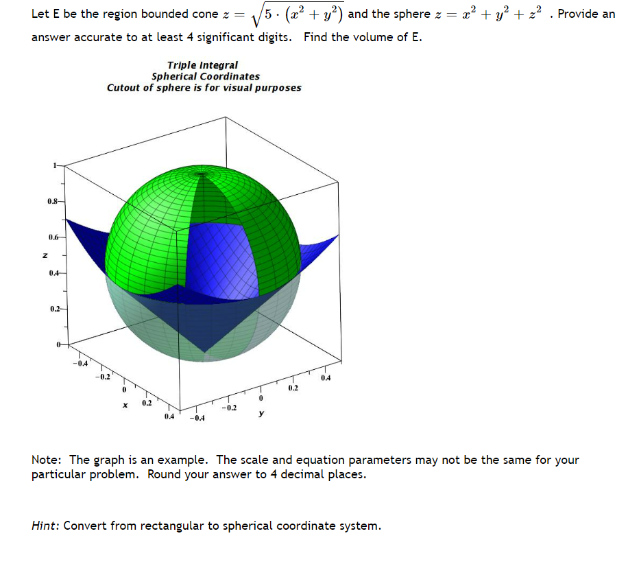 Solved Let E Be The Region Bounded Cone Z Sqrt 5 Chegg Com