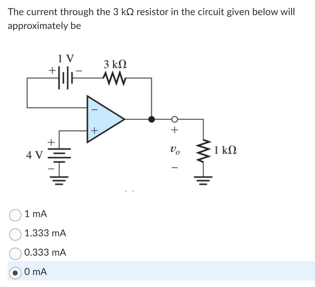 Solved The current through the 3kΩ resistor in the circuit | Chegg.com