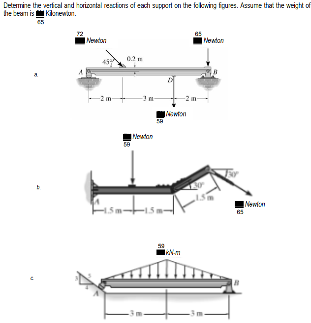 Solved Determine the vertical and horizontal reactions of | Chegg.com