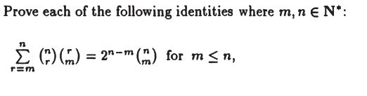 Solved Prove each of the following identities where m,n∈N∗ : | Chegg.com