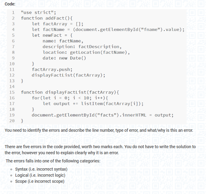 Solved #JavaScript_Code Conduct a code review on the | Chegg.com