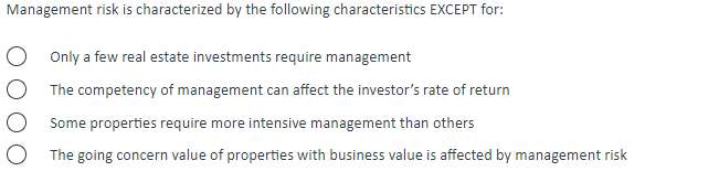 Solved Management Risk Is Characterized By The Following | Chegg.com