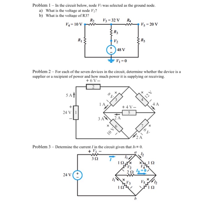 Solved Problem 1- In the circuit below, node Vi was selected | Chegg.com