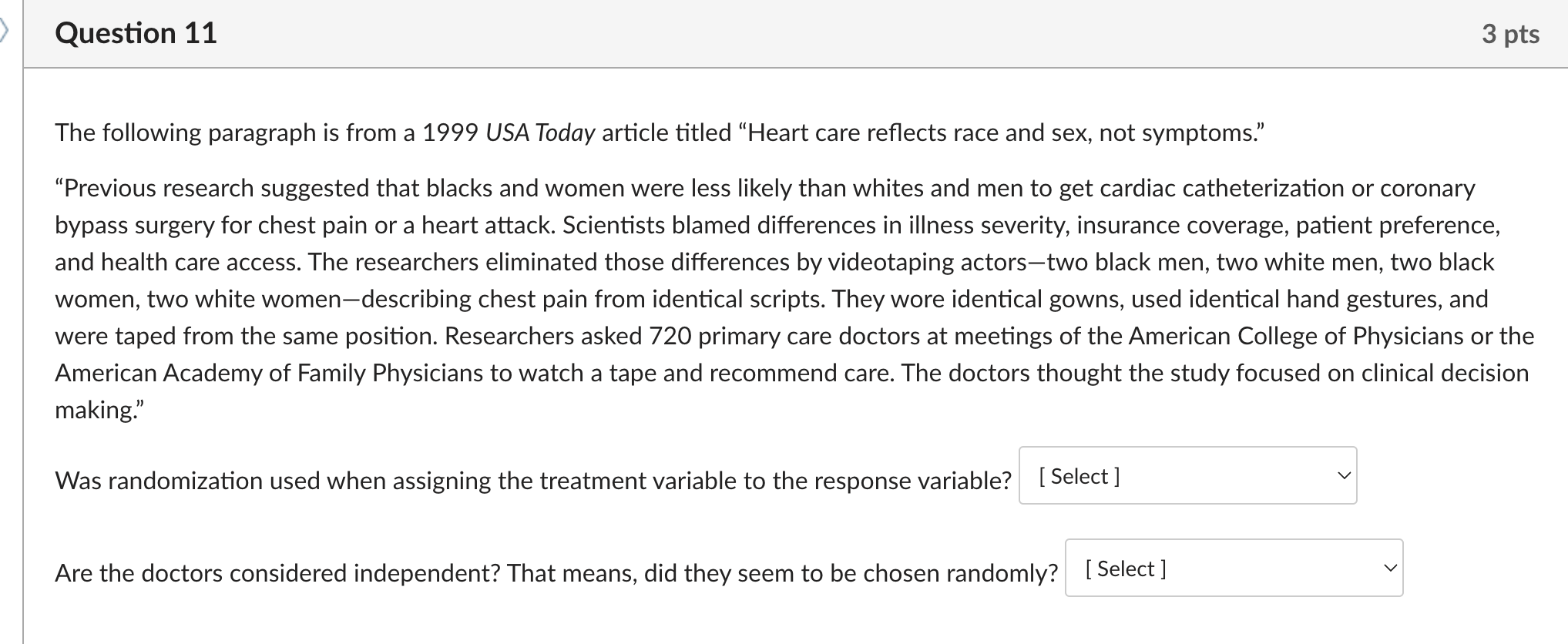 Solved Question 11 3 pts The following paragraph is from a | Chegg.com