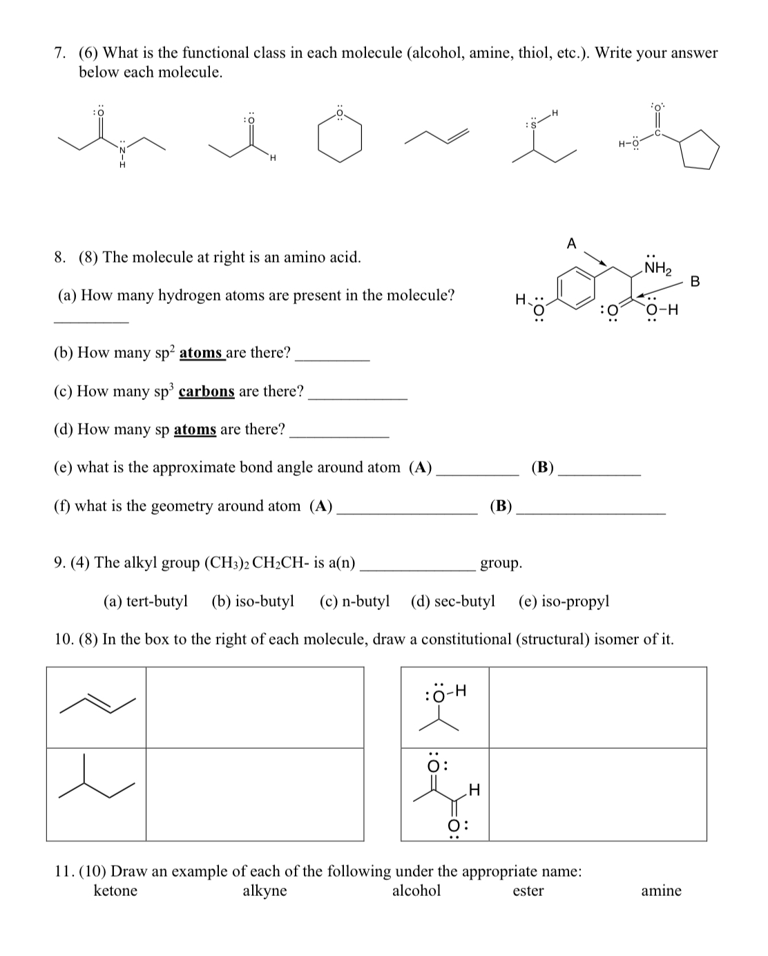 Solved 7. (6) What is the functional class in each molecule | Chegg.com