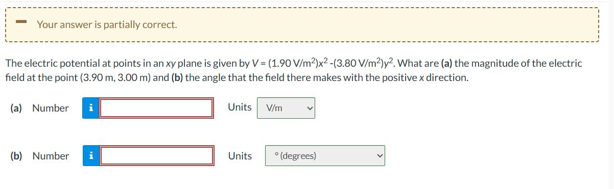 Solved The electric potential at points in an xy plane is | Chegg.com