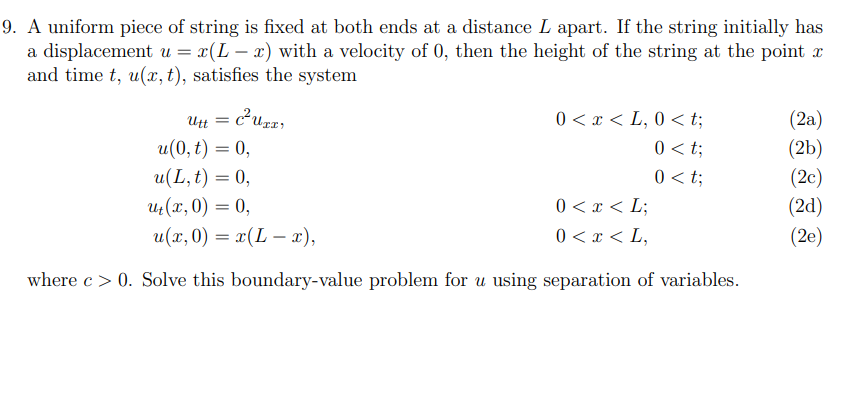 Solved 9. A uniform piece of string is fixed at both ends at | Chegg.com