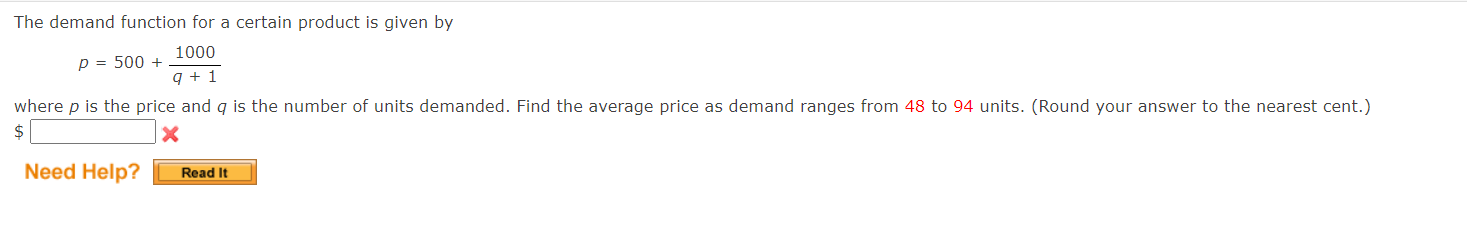Solved The demand function for a certain product is given by | Chegg.com