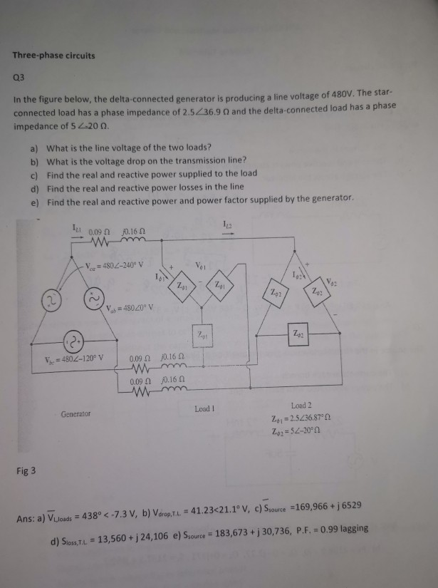 Solved Three-phase circuits 03 In the figure below, the | Chegg.com