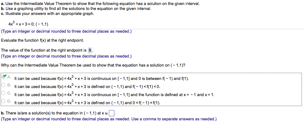 Solved a. Use the Intermediate Value Theorem to show that | Chegg.com