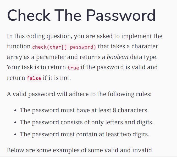 Solved Check The Password In this coding question, you are | Chegg.com