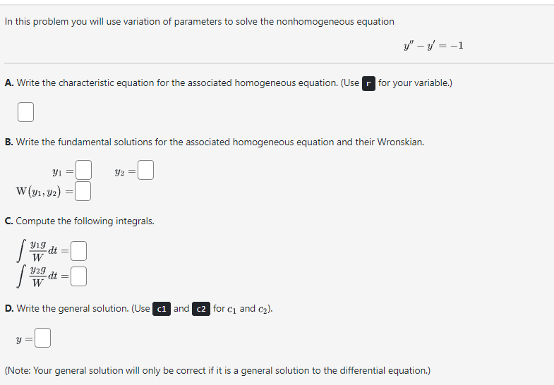 Solved In this problem you will use variation of parameters | Chegg.com