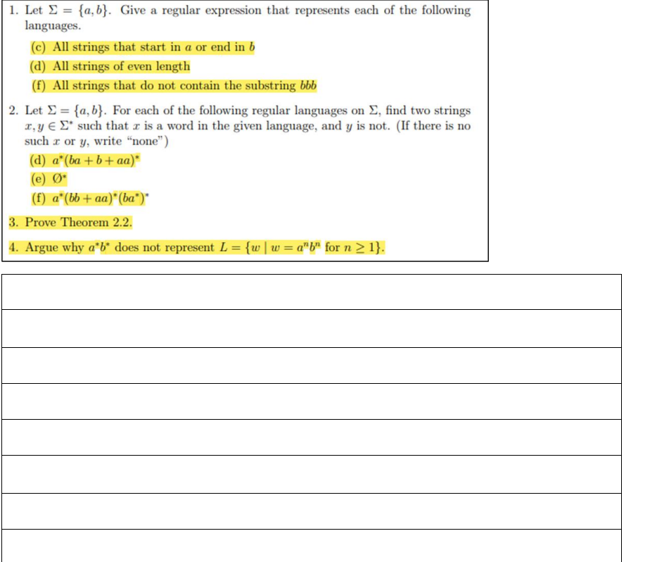 Solved 1. Let I = {a,b}. Give A Regular Expression That | Chegg.com