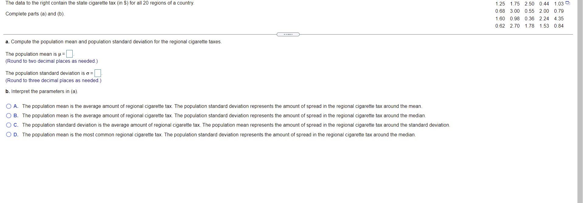 Solved The Data To The Right Contain The State Cigarette Tax Chegg Com   PhprfQFvG