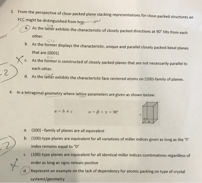 Solved 3. From the perspective of close-packed plane | Chegg.com