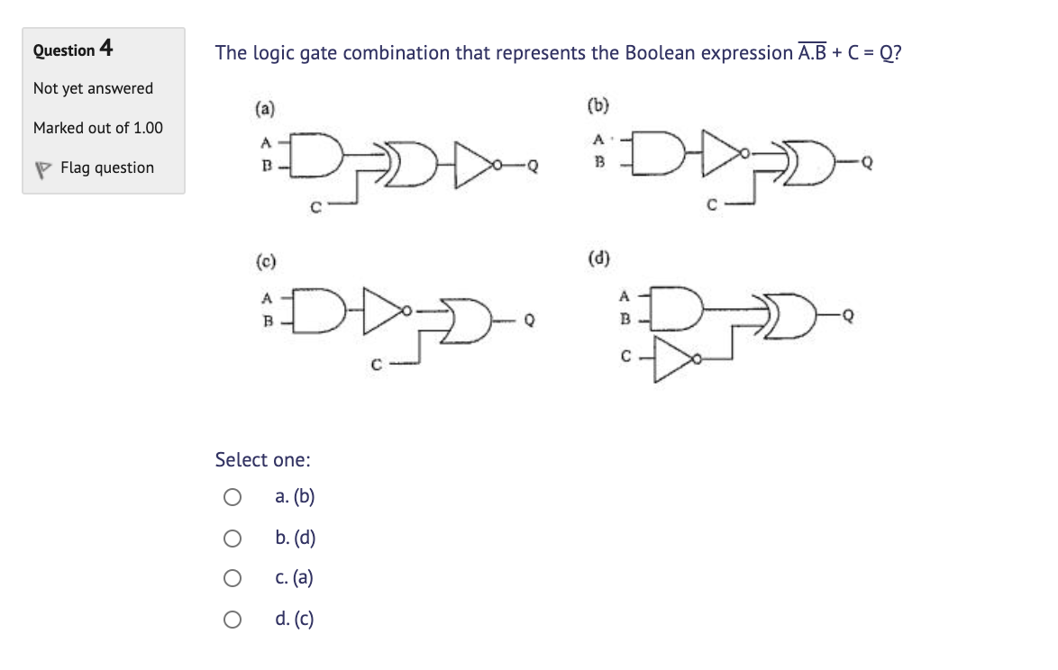 Solved Question 4 The logic gate combination that represents