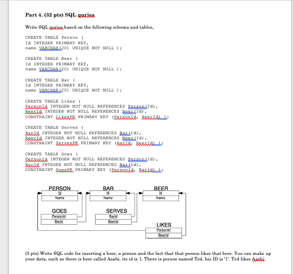 Solved Part 4. (32 pts) SQL quries. Write SQL quis based on | Chegg.com