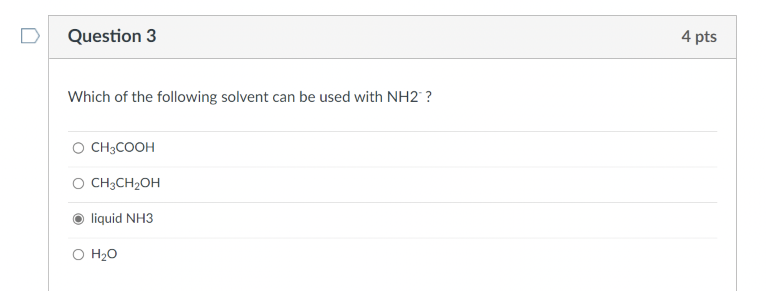 Solved Which of the following solvent can be used with NH−? | Chegg.com