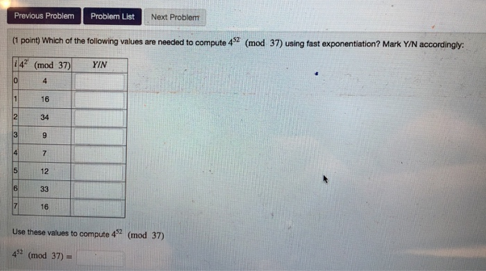 Solved Previous ProblemProbiem List (1 point) Which of the | Chegg.com