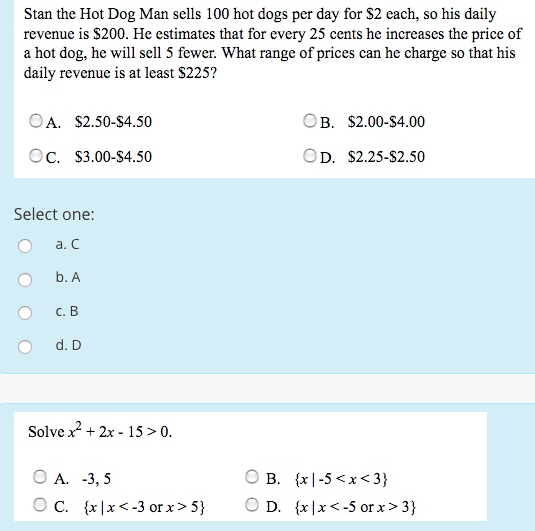 Solved Which Is The Graph Of The Inequality Y X2 2x 8 Chegg Com