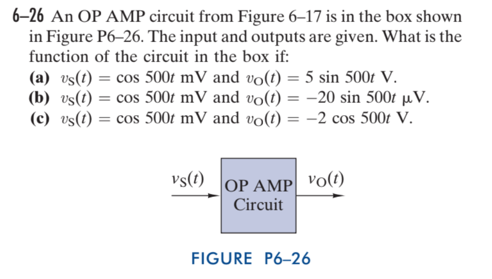 Solved 6 26 An Op Amp Circuit From Figure 6 17 Is In The Chegg Com