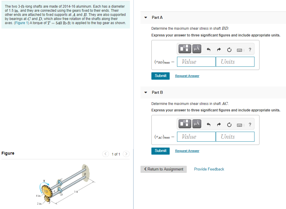 Solved The two 3-ft-long shafts are made of 2014-16 | Chegg.com