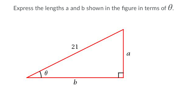 Solved Express the lengths a and b shown in the figure in | Chegg.com